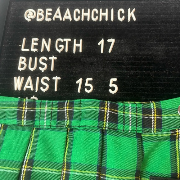 NWT Hot Topic Green Plaid Pleated Buckle Mini Skort School Girl Womens Large New - Picture 7 of 7